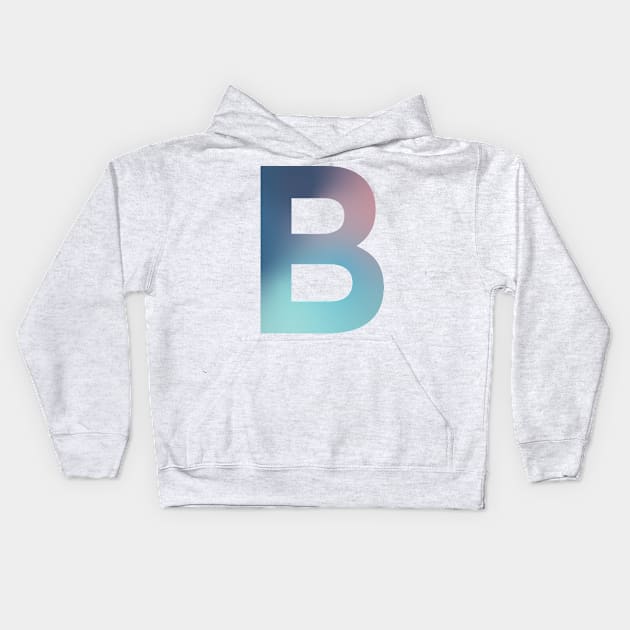 Gradient Letter B Initial Alphabet Kids Hoodie by murialbezanson